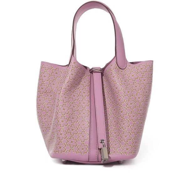 Hermes Mauve Sylvestre Swift Lucky Daisy Picotin Lock 18 Palladium Hardware D45T8 product photo 1