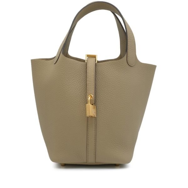 Hermes Beige Marfa Clemence Picotin Lock 18 Gold Hardware