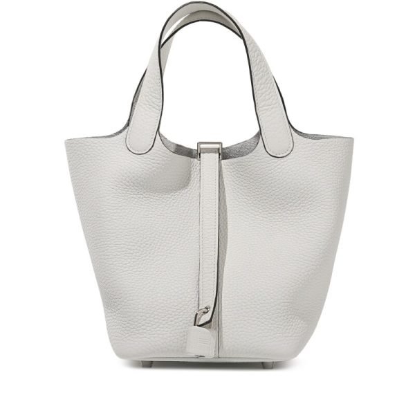 Hermes New White Clemence Picotin Lock 18 Palladium Hardware