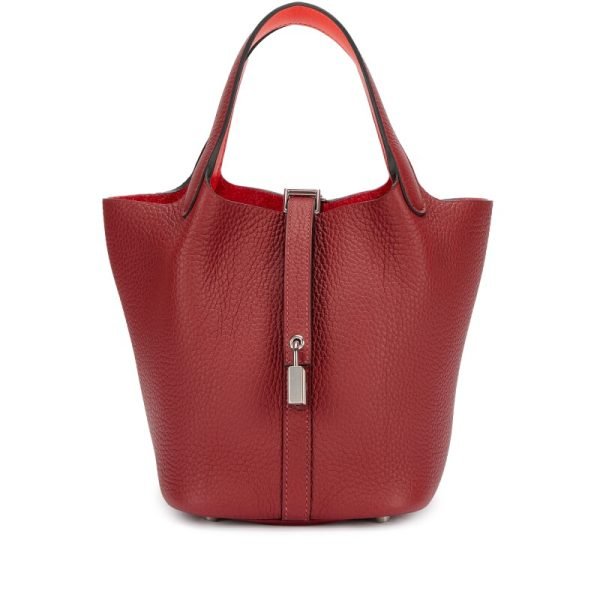 Hermes Rouge H Clemence And Orange Field Swift Verso Picotin Lock 18 Palladium Hardware D48VM product photo 1