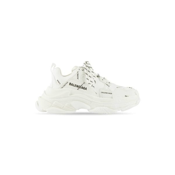 Womens Triple S Sneaker Allover Logo in White/black