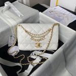 Chanel AS5011 Flap Bag Shiny Lambskin Imitation Pearls & Gold-Tone Metal White AS5011 u767d product photo 1