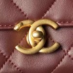 Chanel AS5011 Flap Bag Shiny Lambskin Imitation Pearls & Gold-Tone Metal Wine Red AS5011 u9152 product photo 6