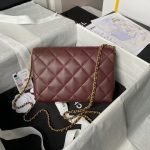 Chanel AS5011 Flap Bag Shiny Lambskin Imitation Pearls & Gold-Tone Metal Wine Red AS5011 u9152 product photo 2