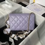 Chanel AS5011 Flap Bag Shiny Lambskin Imitation Pearls & Gold-Tone Metal Light Purple AS5011 u product photo 2