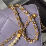 Chanel AS5011 Flap Bag Shiny Lambskin Imitation Pearls & Gold-Tone Metal Light Purple AS5011 u product photo 4