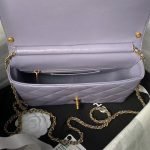 Chanel AS5011 Flap Bag Shiny Lambskin Imitation Pearls & Gold-Tone Metal Light Purple AS5011 u product photo 6