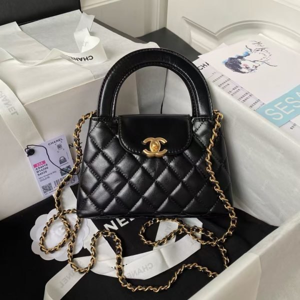 Chanel AS4416 Mini Shopping Bag Shiny Aged Calfskin Gold Tone Metal Black AS4416 u4eaeu9ed1 product photo 1
