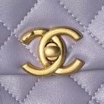 Chanel AS4997 Flap Bag With Top Handle Shiny Lambskin Imitation Pearls & Gold-Tone Metal Purple product photo 3