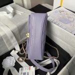 Chanel AS5001 Mini Flap Bag Top Handle Shiny Lambskin Faux Pearl & Gold Metallic Purple AS5001 product photo 5