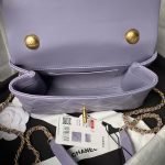 Chanel AS5001 Mini Flap Bag Top Handle Shiny Lambskin Faux Pearl & Gold Metallic Purple AS5001 product photo 7