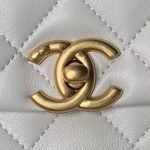 Chanel AS5001 Mini Flap Bag Top Handle Shiny Lambskin Imitation Pearl & Gold Metal White AS5001 product photo 3