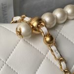 Chanel AS5001 Mini Flap Bag Top Handle Shiny Lambskin Imitation Pearl & Gold Metal White AS5001 product photo 4