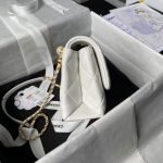 Chanel AS5001 Mini Flap Bag Top Handle Shiny Lambskin Imitation Pearl & Gold Metal White AS5001 product photo 5