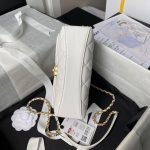Chanel AS5001 Mini Flap Bag Top Handle Shiny Lambskin Imitation Pearl & Gold Metal White AS5001 product photo 6
