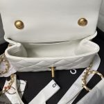 Chanel AS5001 Mini Flap Bag Top Handle Shiny Lambskin Imitation Pearl & Gold Metal White AS5001 product photo 7