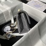 Chanel AS5001 Mini Flap Bag Top Handle Shiny Lambskin Imitation Pearl & Gold Metallic Grey AS50 product photo 5