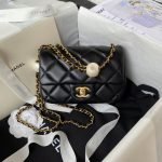 Chanel AS4868 Mini Flap Bag Pearl Lambskin Faux Pearl & Gold Metal Black AS4868 u9ed1 product photo 1