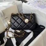 Chanel AS4868 Mini Flap Bag Pearl Lambskin Faux Pearl & Gold Metal Black AS4868 u9ed1 product photo 2