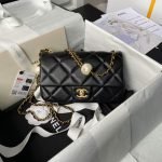 Chanel AS4861 Small Flap Bag Pearl Lambskin Faux Pearl & Gold Metal Black AS4861 u9ed1 product photo 1