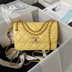 Chanel AS2649 Chain Bag With Gold Charm Small Vintage Calfskin Bag Yellow AS2649 u9ec4 product photo 1
