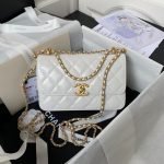 Chanel AS2649 Chain Bag With Gold Charm Small Vintage Calfskin Bag White AS2649 u767d product photo 1
