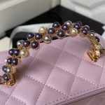 Chanel AP3804 Lambskin Cosmetic Bag With Pearl Handle Pink Purple AP3804 u7c89u7d2b product photo 7