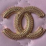 Chanel AP3804 Lambskin Cosmetic Bag With Pearl Handle Pink Purple AP3804 u7c89u7d2b product photo 3