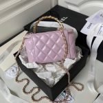 Chanel AP3804 Lambskin Cosmetic Bag With Pearl Handle Pink Purple AP3804 u7c89u7d2b product photo 2