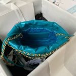 Chanel 22 AS3980 Mini Tote Shiny Calfskin & Gold-Tone Metal Lake Blue AS3980 u6e56u84ddu8272 product photo 4