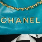 Chanel 22 AS3980 Mini Tote Shiny Calfskin & Gold-Tone Metal Lake Blue AS3980 u6e56u84ddu8272 product photo 6