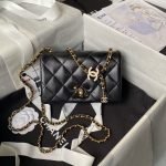 Chanel AS4973 Mini Flap Bag Shiny Lambskin Enamel & Gold Metal Black AS4973 u9ed1u8272 product photo 1