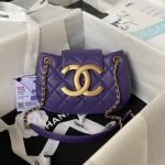 Chanel 24C Vintage Logo Small Quilted Lambskin Shoulder Bag AS4609 Purple AS4609 u7d2bu8272 product photo 1