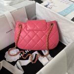 Chanel 24C Vintage Logo Small Quilted Lambskin Shoulder Bag AS4609 Dark Pink AS4609 u6df1u7c8 product photo 2
