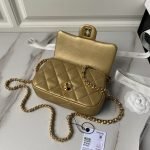Chanel AS4847 Mini Flap Bag With Top Handle Lambskin Resin Gold AS4847 u91d1u8272 product photo 7