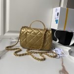 Chanel AS4847 Mini Flap Bag With Top Handle Lambskin Resin Gold AS4847 u91d1u8272 product photo 2