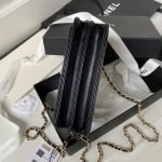 Chanel 24P AP3803 Shiny Crinkled Lambskin Chain Clutch Pearl Handle Black AP3804 u9ed1u8272 product photo 5