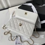 Chanel 24P AP3803 Shiny Crinkled Lambskin Chain Clutch Pearl Handle White AP3804 u767du8272 product photo 4