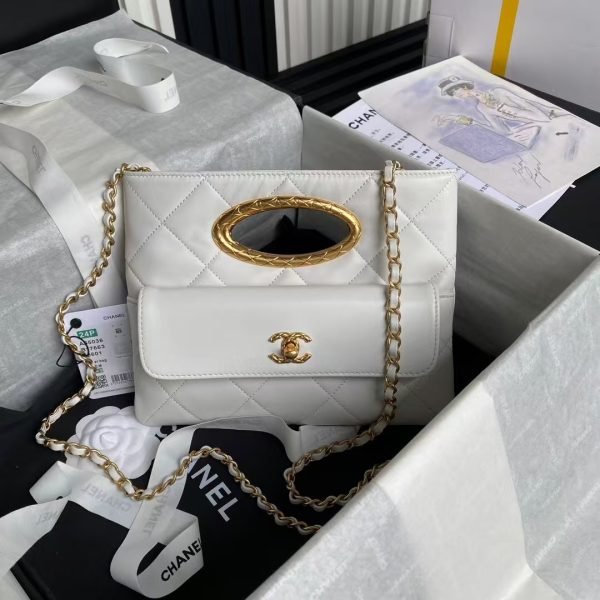 Chanel 24B AS5038 Lambskin Clutch White AS5038 u767du8272 product photo 1