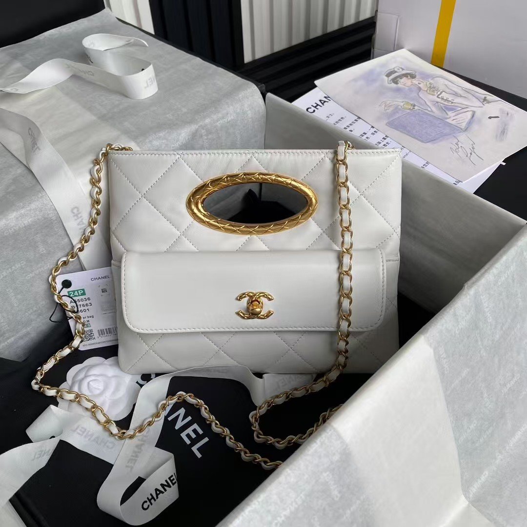 Chanel 24B AS5038 Lambskin Clutch White AS5038 u767du8272 product photo 1