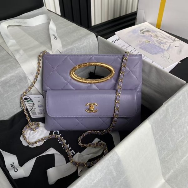 Chanel 24B AS5038 Lambskin Clutch Purple AS5038 u7d2bu8272 product photo 1
