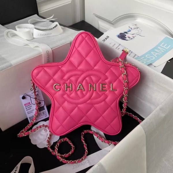 Chanel 24C AS4579 Star Bag Fuchsia Satin Gold Metal Hardware AS4579 u7d2bu7ea2 product photo 1