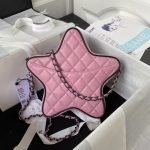 Chanel 24C AS4579 Star Bag Pink And Black Satin Black Metal Hardware AS4579 u7c89u8272 product photo 2