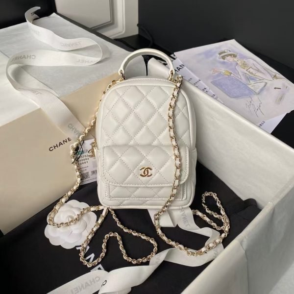 Chanel 24C AP3573 Mini Backpack Lambskin Gold Metal White AP3573 u767du8272 product photo 1