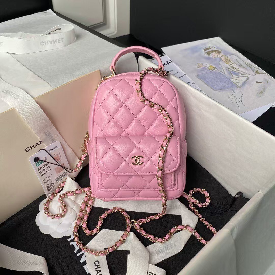 Chanel 24C AP3573 Mini Backpack Lambskin Gold Metal Pink AP3573 u7c89u8272 product photo 1