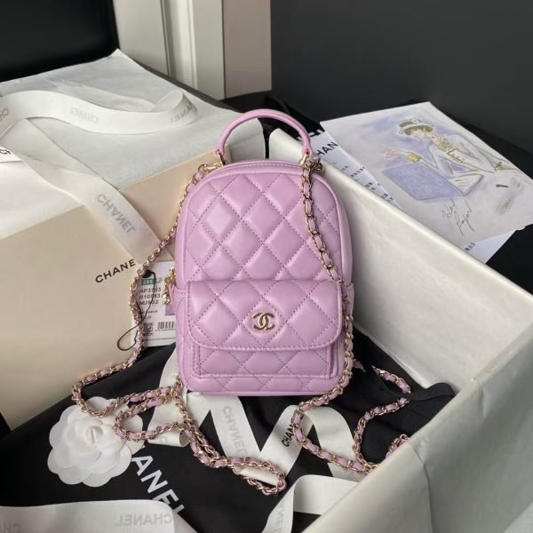 Chanel 24C AP3573 Mini Backpack Lambskin Gold Metal Purple AP3573 u7d2bu8272 product photo 1
