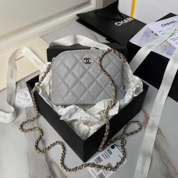 Chanel 24S AP4000 Mini Clutch With Chain Crossbody Bag Grey Caviar Light Gold Hardware AP4000  product photo 1