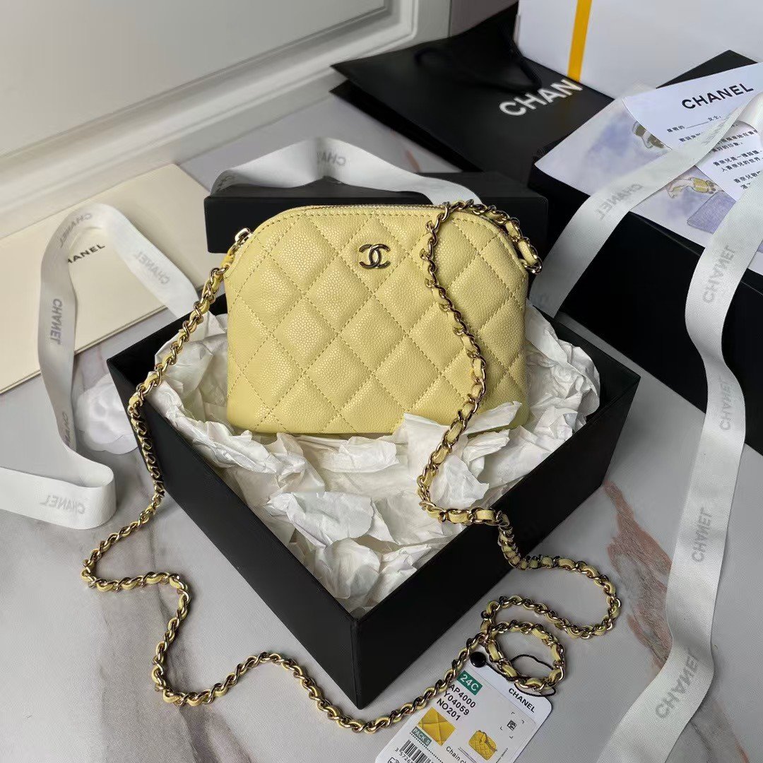Chanel 24S AP4000 Mini Clutch With Chain Crossbody Bag Yellow Caviar Light Gold Hardware AP4000 product photo 1