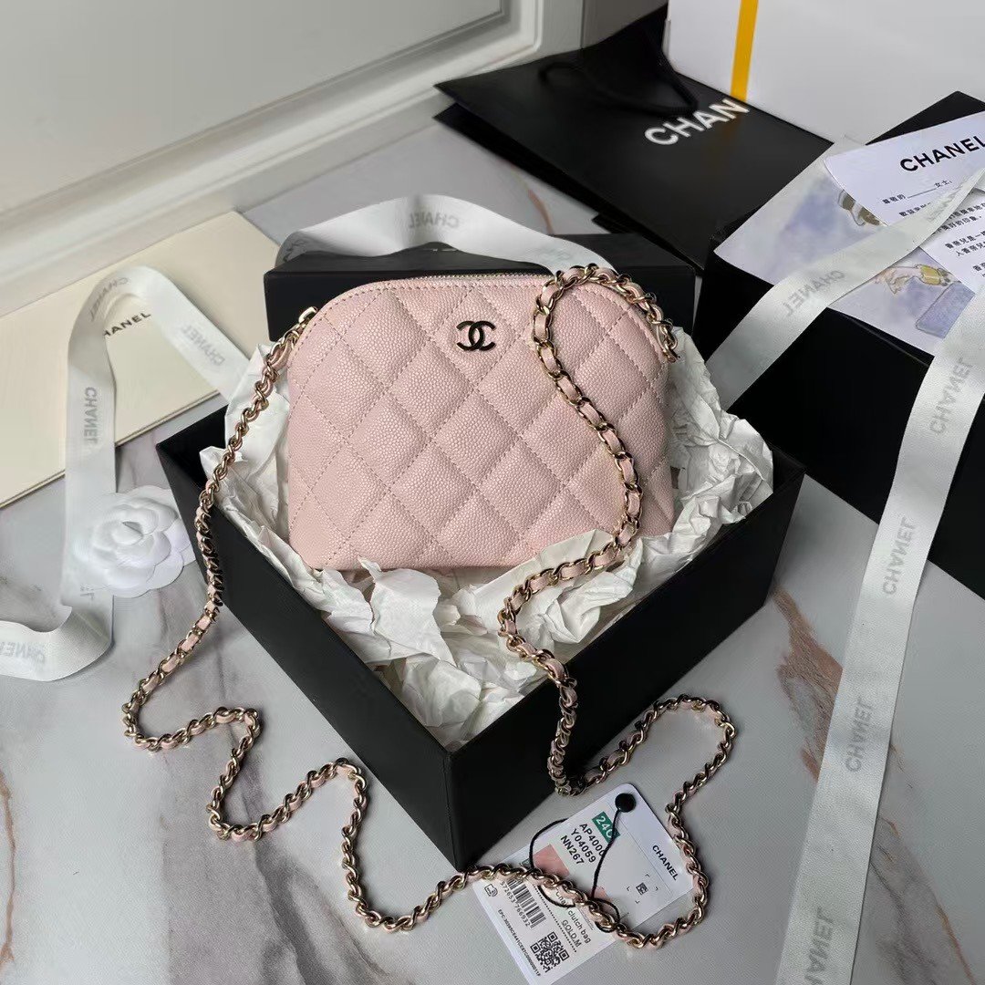Chanel 24S AP4000 Mini Clutch With Chain Crossbody Bag Light Pink Caviar Light Gold Hardware AP product photo 1