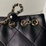 Chanel 24S AS4810 Medium Cc Drawstring Backpack Shiny Lambskin Light Gold Hardware Black AS4810 product photo 4